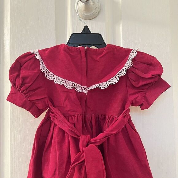 Vintage Jessica McClintock Gunne Sax Burgundy Taffeta & Lace Dress Girls Size 2T - Picture 9 of 12